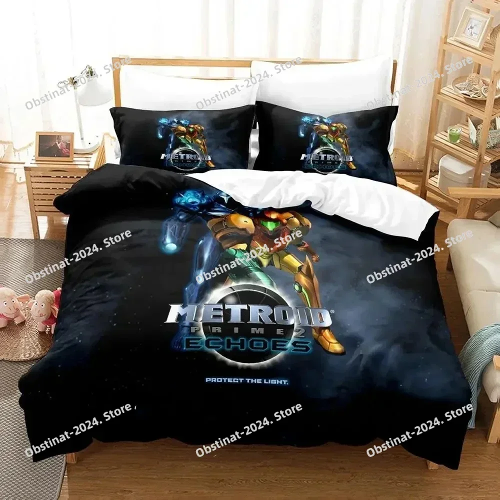 3D Print Metroid Prime Printed Bed Set Duvet Cover Pillowcase Bedding Set Bed Linen Sheet Quilt Cover Full Queen King Size