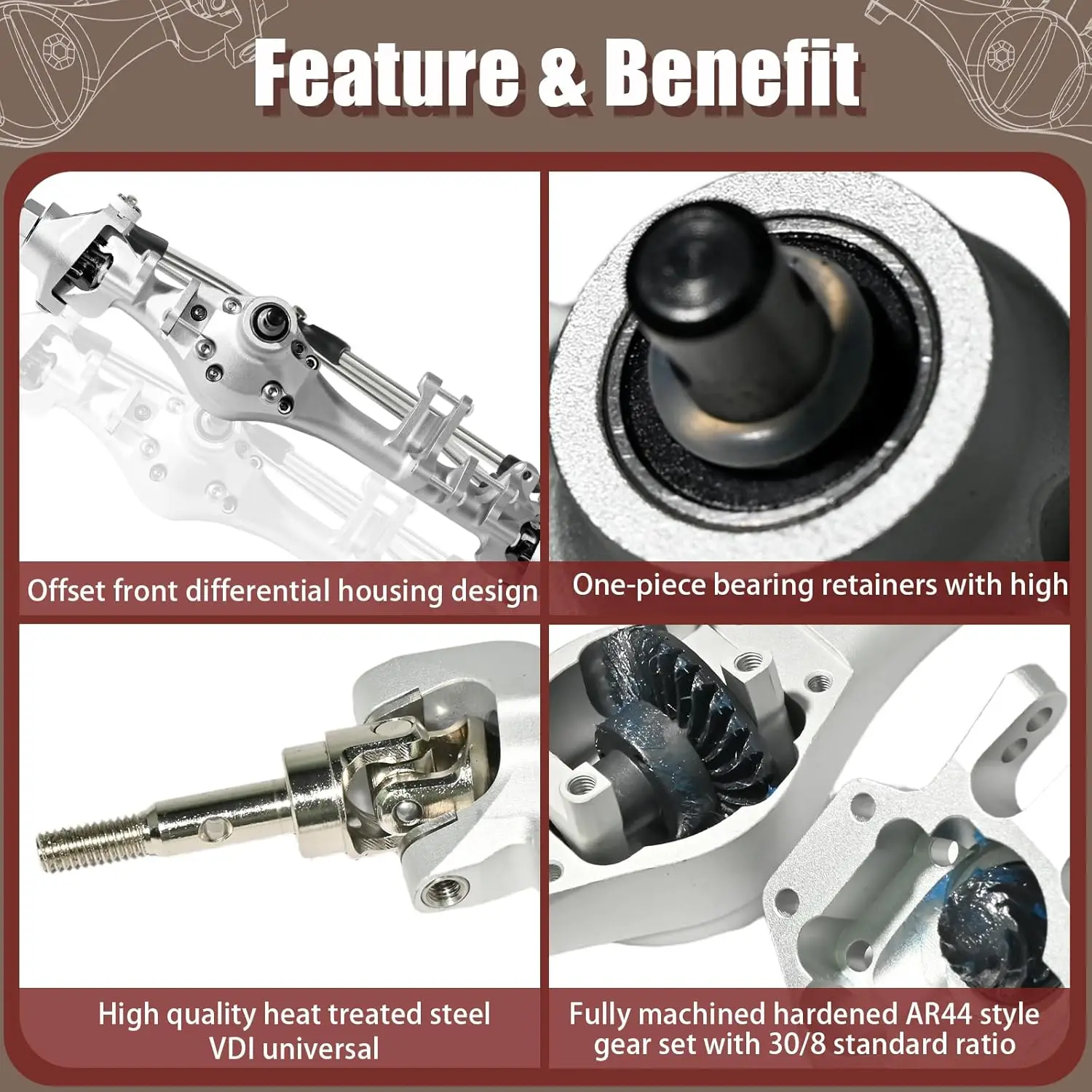 2026 Hot Selling F10T Front Rear Axle Package for Vanquish Phoenix Vs4-10 Scx10 II Leaf Chassis 1/10 Scale Rc Crawler