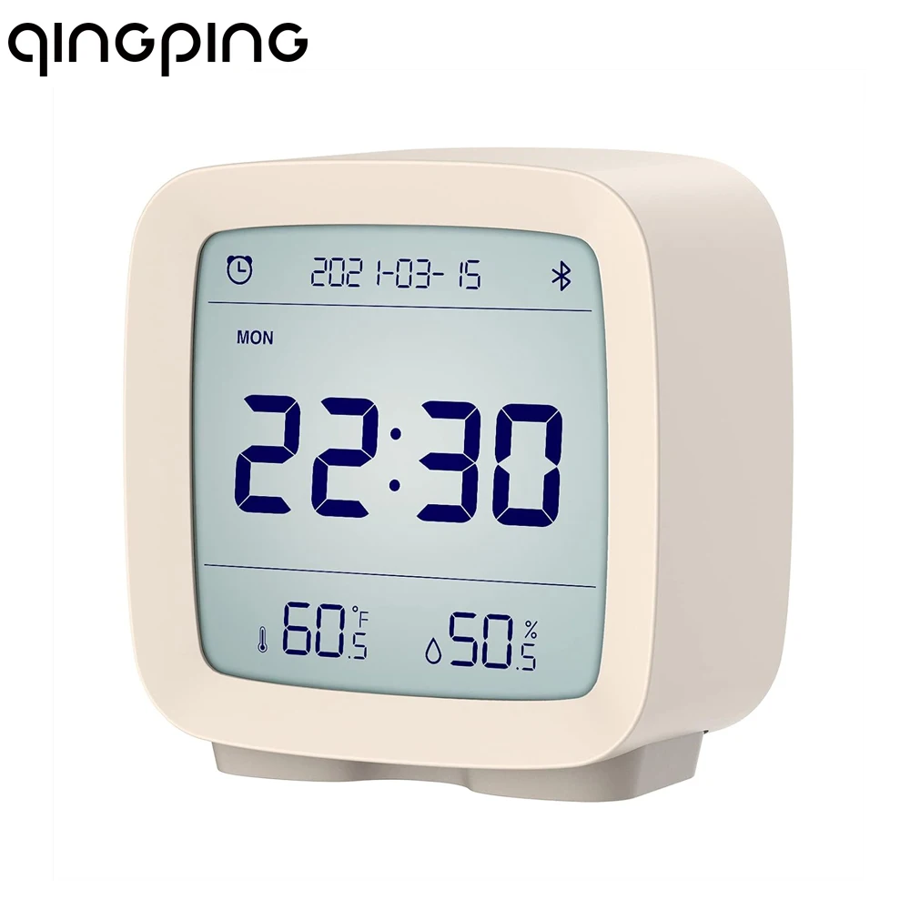 Qingping Intelligenter Wecker mit LCD-Bildschirm Einstellbares Nachtlicht Temperatur- und Feuchtigkeitsmonitor