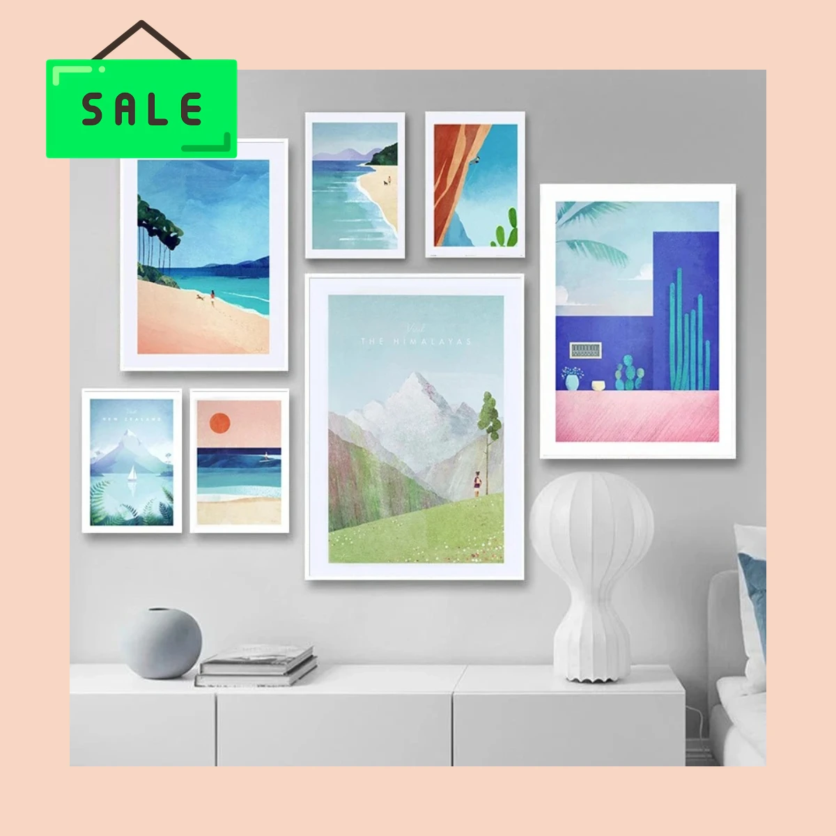 Modern Minimalist Fresh Dopamine Colored Landscape Art Poster Canvas Printing Villa Hotel Homestay Room Wall Decor Frameless
