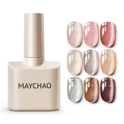 MAYCHAO 12ML Cat Magnetic Gel Nail Polish Semi Permanent Dynamic Glitter Reflective Nail Gel Soak Off UV Gel Nail Art Varnish