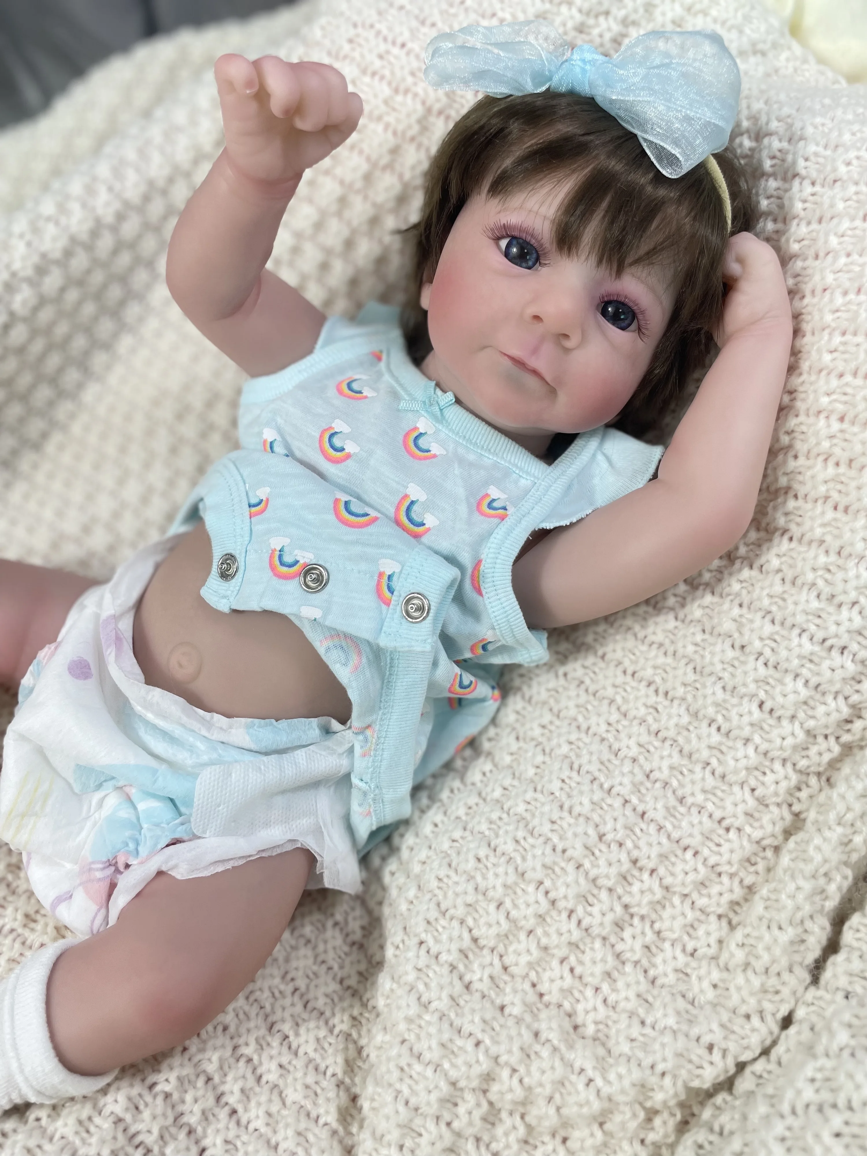 17 Inch Felicia Reborn Finished Doll Full Silicone Vinyl Girl Adorable Baby Lifelike 3D Skin Visible Veins Collectible Art Doll