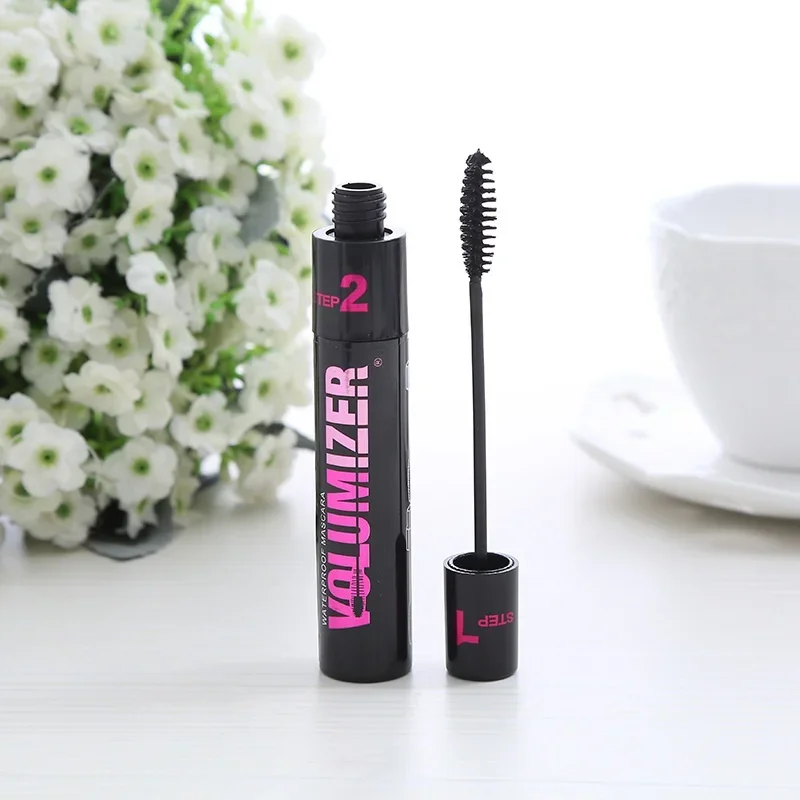 Make-Up 2in1 Dubbel Doel Mascara Waterdichte En Zweetbestendige Krullende Borstels Make-Up Oogvezel Mascara Wimperwimpers Zwart