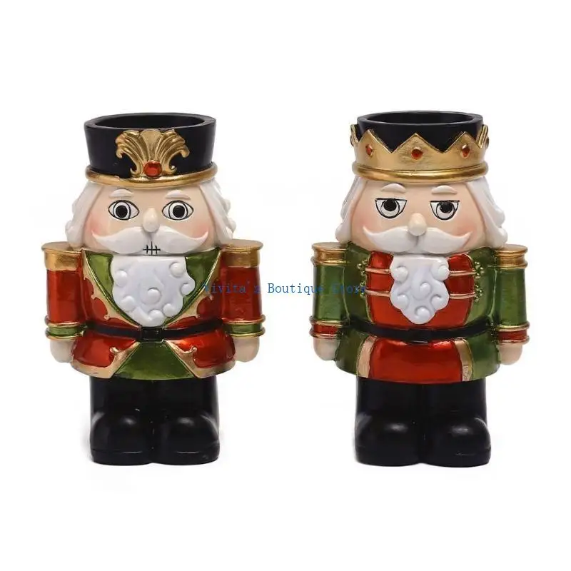 

Christmas Tealight Holder Resin Nutcracker Tealight Candleholders Decor M76D