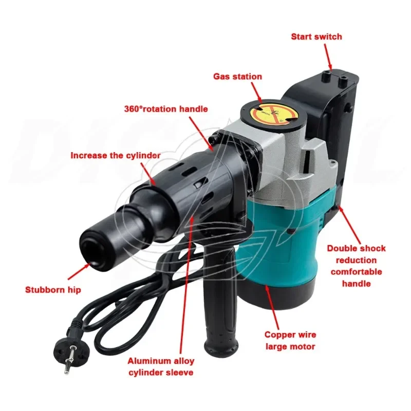 1200W Heavy Duty Electric Hammer Impact Drill High Power Concrete Perforator Electric Pick