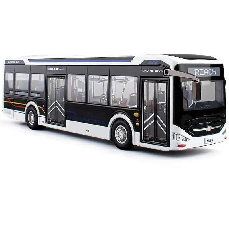 Large Size Car Electric Tourist City Traffic Bus Model Passenger Business B248 Gifts Light Alloy Model Sound Bus Metal Model Toy