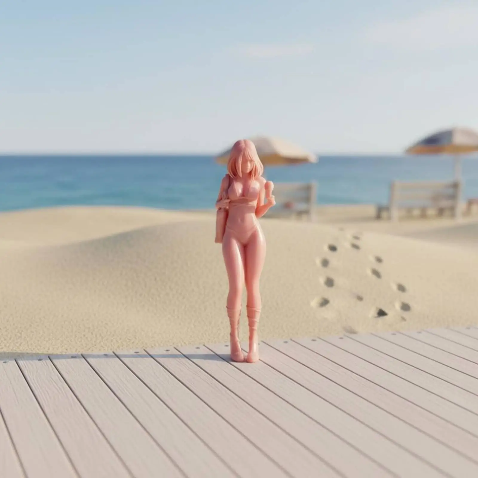 Realistic Bikini Girl Figurine Female Action Figure Summer Ice Cream Resin Model for Architectural Sand Table view 4