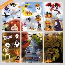 5Pcs Trick or Treat Halloween Window Glass Electrostatic Sticker Skeleton Double-Sided Decal for Halloween Party Decor Supplies