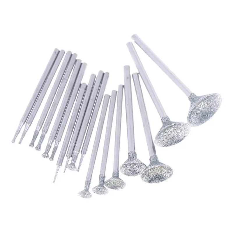 

17Pcs 0.5-16mm Diamond Round Burring Sanding Drill Bit Grinding Head 2.35mm Shank Carve Precision Carving Tool Electric Grinder