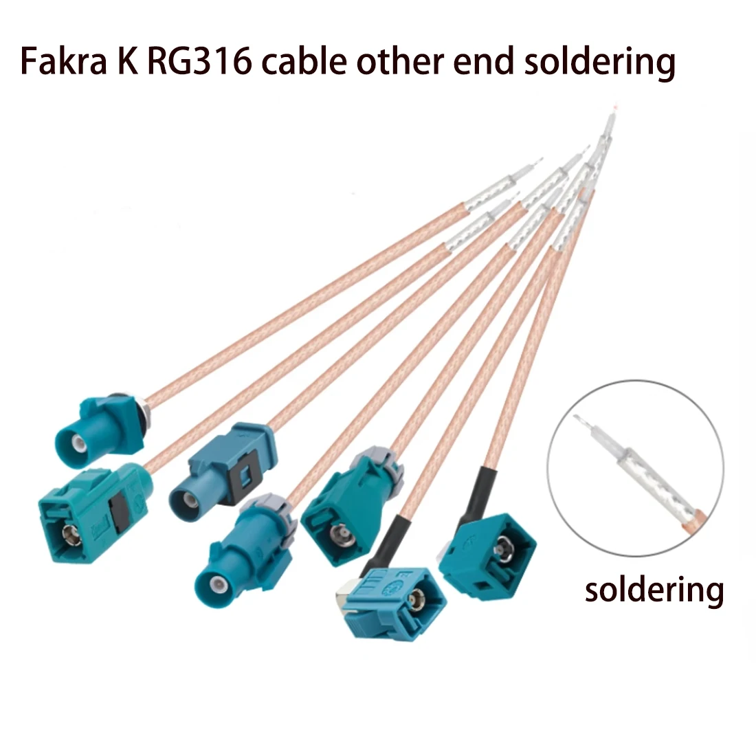 1 peça fakra z macho fêmea cabo reto/ângulo reto rg316 conector único outro final de solda 15cm novo