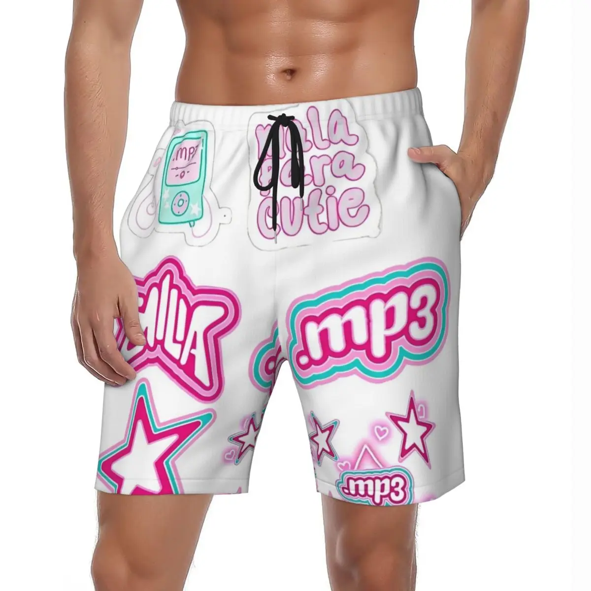 

Розовые шорты Emilia Mernes Mp3 Board Shorts Летний музыкальный альбом Классические пляжные шорты Мужские спортивные шорты для серфинга Быстросохнущие пляжные плавки