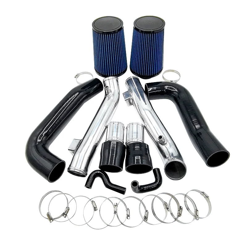 

2.5-inch silver cold air intake kit with silicone hose side PCV ventilation hose, suitable for Ni * ssan Infiniti 370Z/G37 Q60