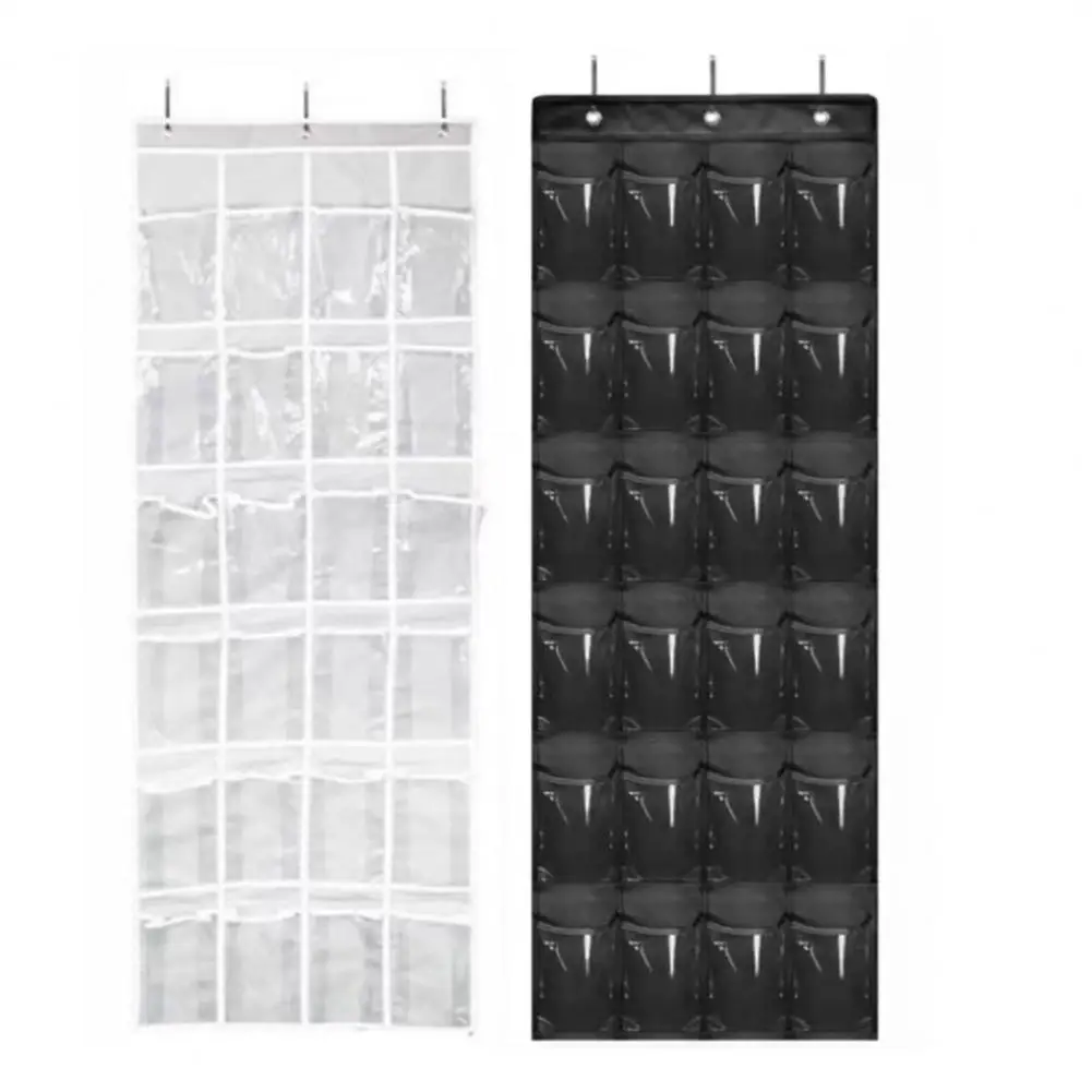 Over-the-door Shoe Organizer Capacity Shoe Storage Bag with 24 Transparent Pockets Hanging Organizer for Home Dorm