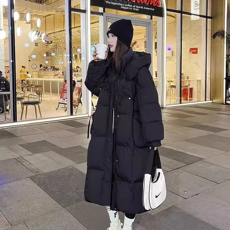 

Women's down Cotton Jaet Coat Hooded Thiened Loose plus Size over Knee Korean Sle Winter Warm Cotton Outerwear