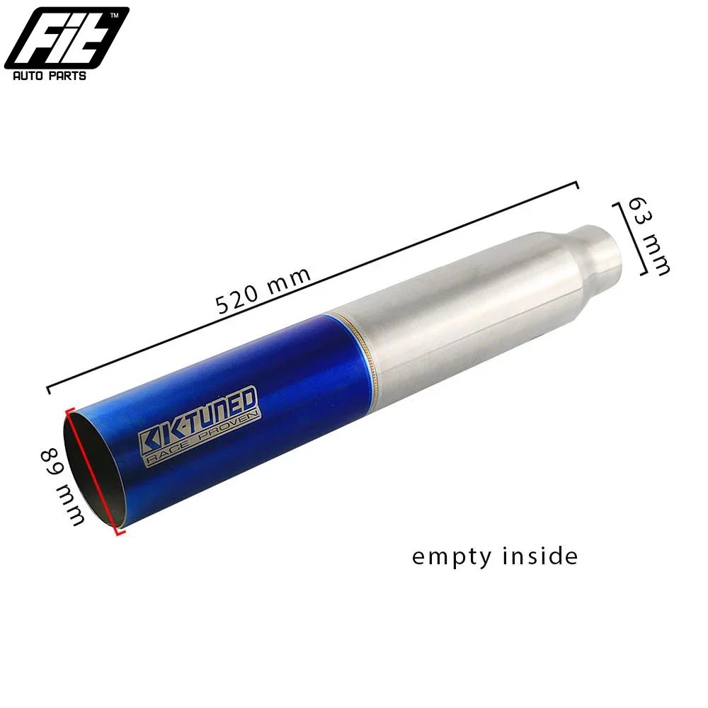 

1PCS Fashionable 2.5'' In 3.5''/4'' Out Car Exhaust Pipe K-TUNED for Auto Tube 1mm Thick Burnt Blue Tip