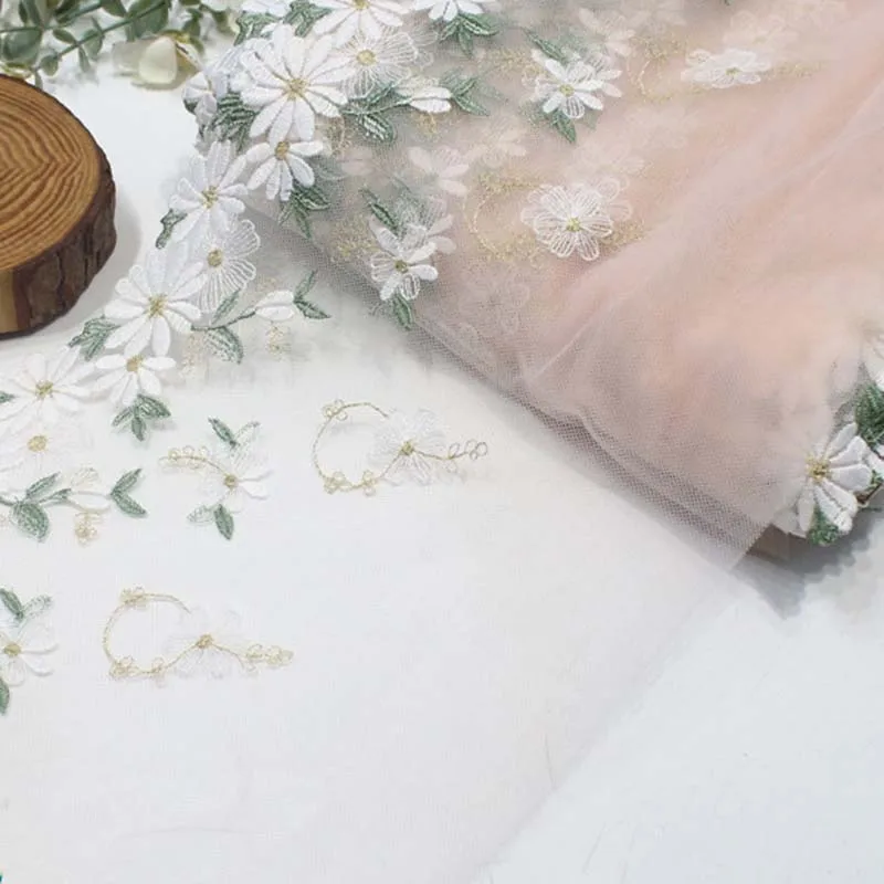 

30Yards Floral Embroidered Fabric Tulle Lace Daisy Lace Trim Bra Underwear Wedding Evening Couture Dress Lace Trim