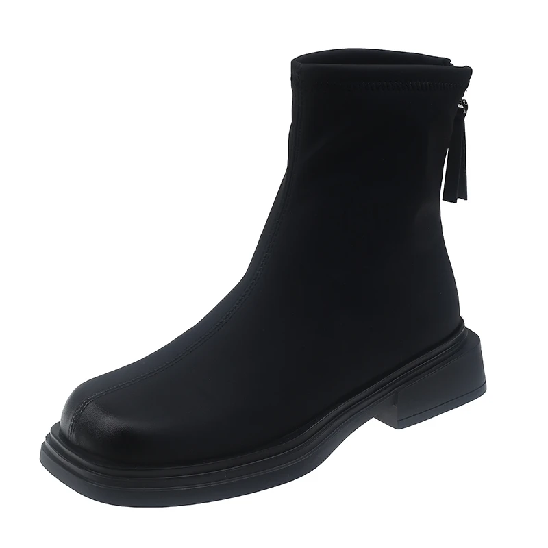 2023 Women's Shoes Winter Basic Ankle Women's Boots Concise Modern Boots Women Sewing Square Toe Square Heel Shoes Women Zapatos