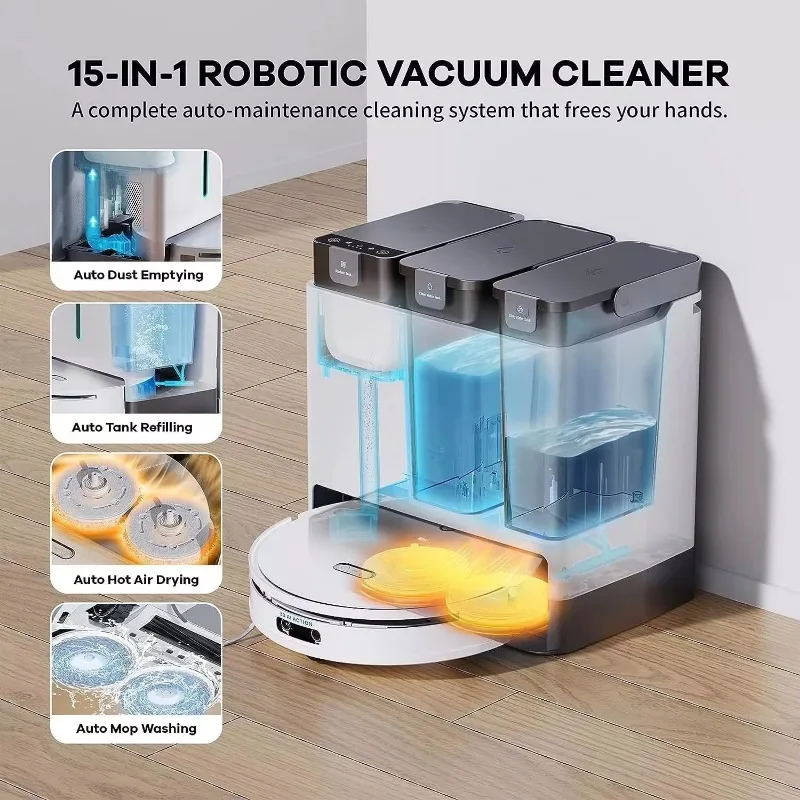 Robot Vacuum Cleaner Hidden Dtof   Navigation Cleaning Robot Aspirator Vacuum Cleaner Mop Strap Auto-emptying Trash Bin