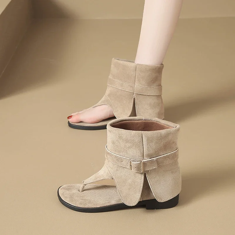 أحذية نسائية كاجوال عصرية، صنادل مسطحة صيفية خفيفة الوزن للاستخدام الخارجي، أحذية كاحل، شباشب، صنادل شاطئ #5