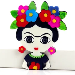 New Acrylic Cute Celebrity Lady Brooches Pins for Women Resin Cartoon Flower Artist Girl Figure Brooch Badge Jewelry Accessories