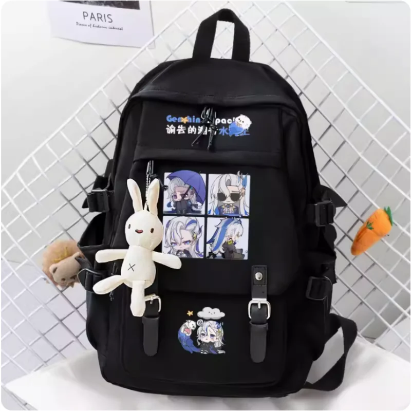 Anime Genshin Impact Neuvillette Big Capacity Girls Backpack Travel Bag Boy Teenager Schoolbag