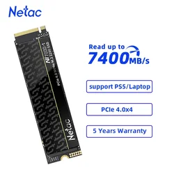Netac SSD 1TB SSD NVME M2 7400MB/s 512GB 2TB 4TB PCIE4.0 Internal Solid State Hard Drive with Heat Sink for Playstation 5 Laptop