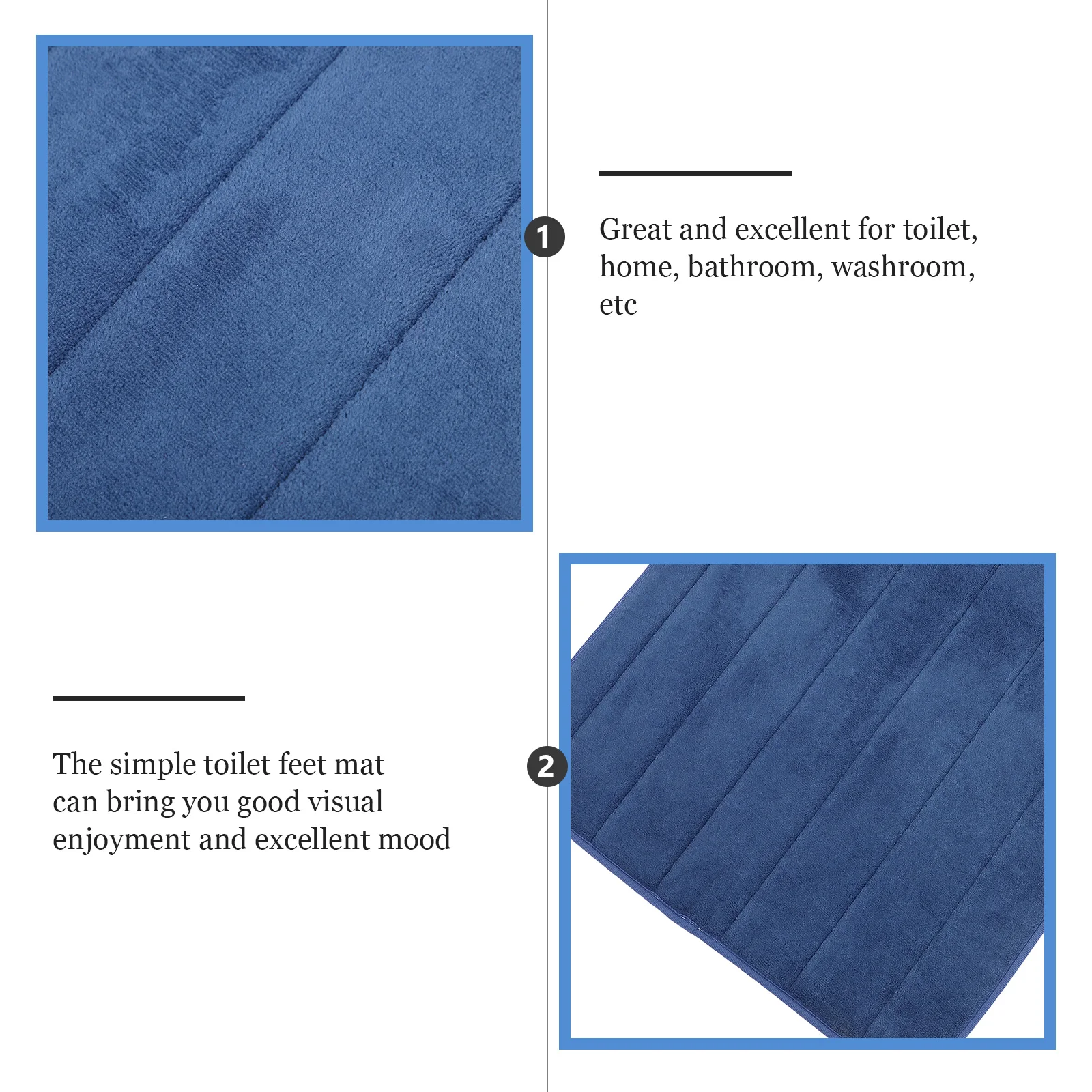

U shaped Toilet Mat Blue Polyester Anti skid Feet Cushion for Closestool Bathroom Floor Pad Non slip Home Washroom Simple Design