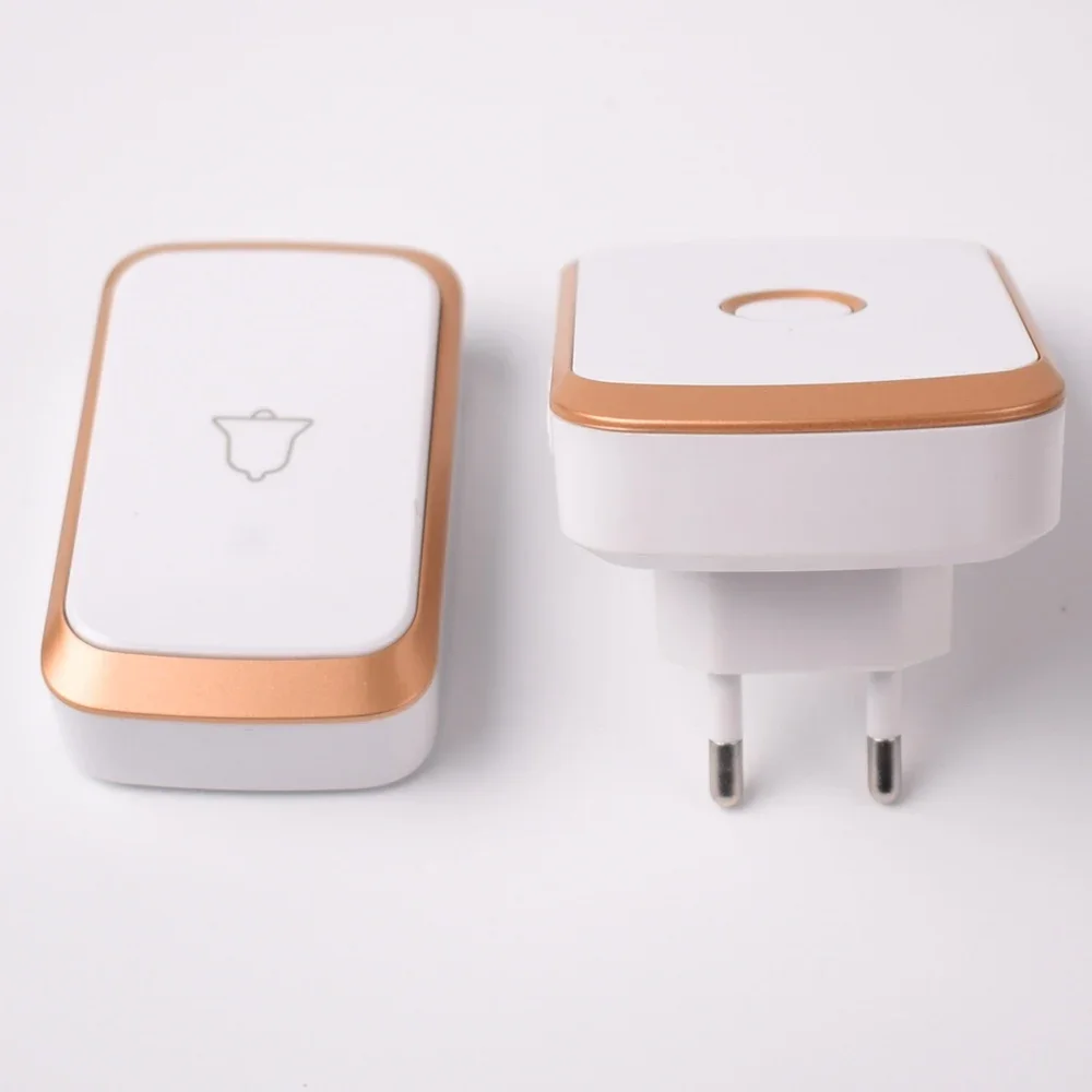 Wireless Doorbell,Plug-in Receiver,Waterproof Transmitter button ,Wireless Call bell EU Plug AC 110-240V For Home,Office,Hotel