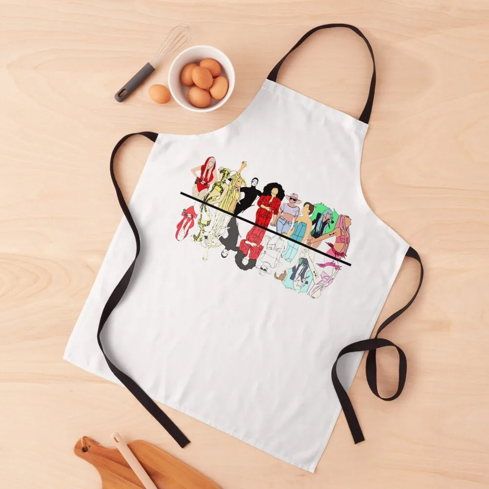 

Music Vintage The Evolution Of Lady Gaga Illustrated Eras Unisex Apron Chef Uniform For Men Waterproof women Apron