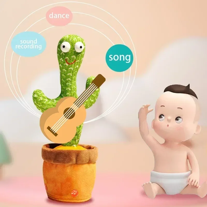 Cactus inteligente interactivo para niños, Juguete Musical para bailar, grabar y hablar con cambiador de voz divertido