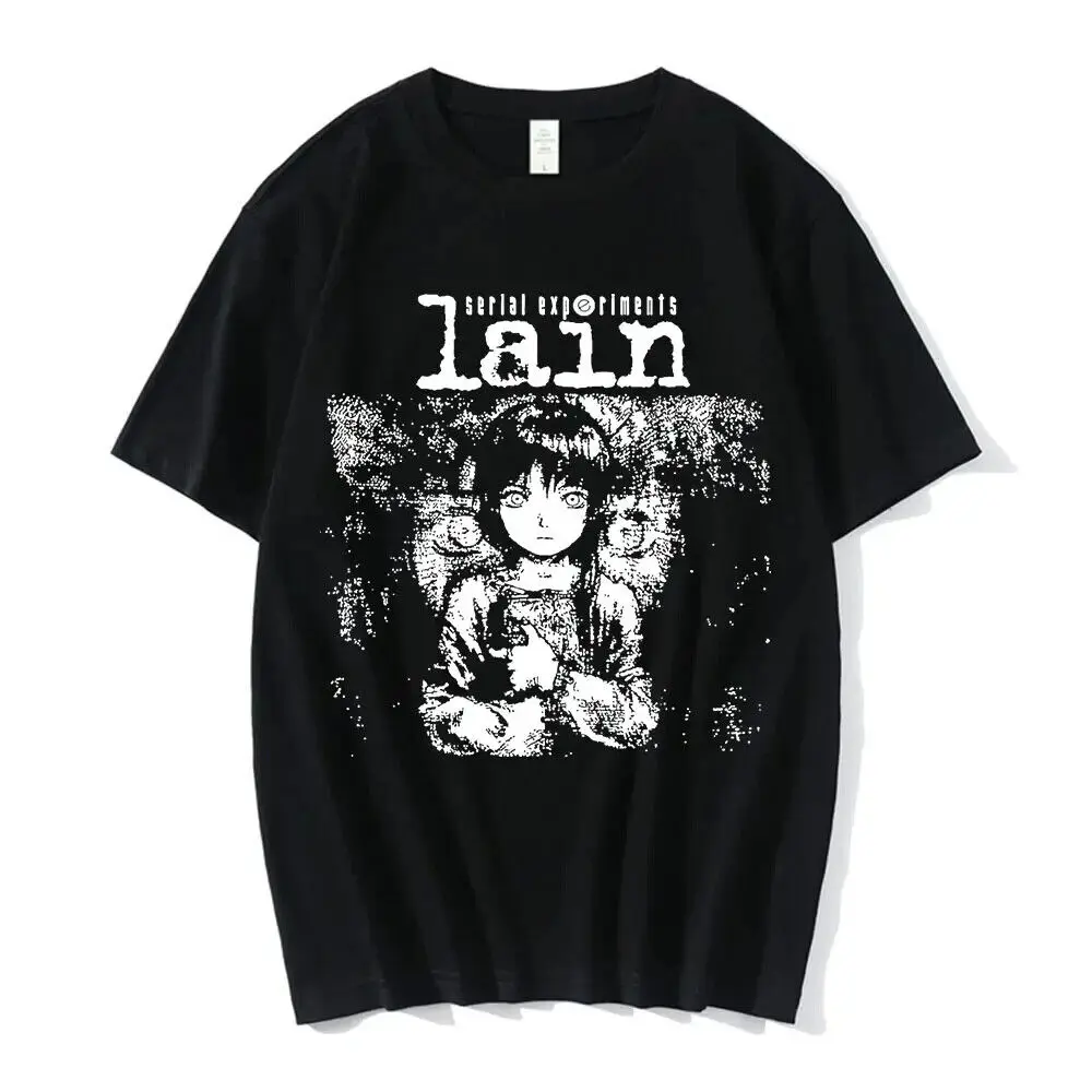 Anime Serial Experiments Lain T-Shirt Women Graphic Cotton T-shirts Unisex Iwaku