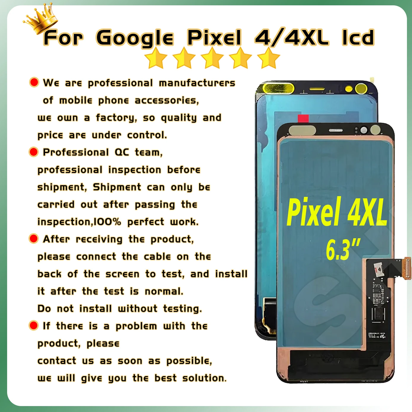 AMOLED AAA Quality LCD For Google Pixel 4 G020M LCD Screen Display Touch Panel For Google Pixel 4 XL 4XL G020P Digitizer Screen