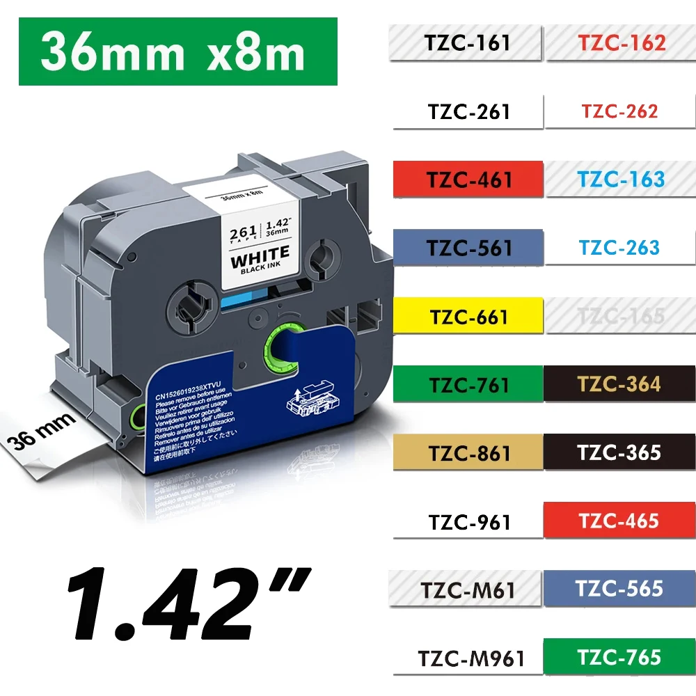 

1 шт., 36 мм, ламинированная лента для этикеток TZe-261, совместимая с Brother Ptouch TZe, лента TZ TZe261 TZ-261 для устройства для изготовления этикеток Brother Ptouch