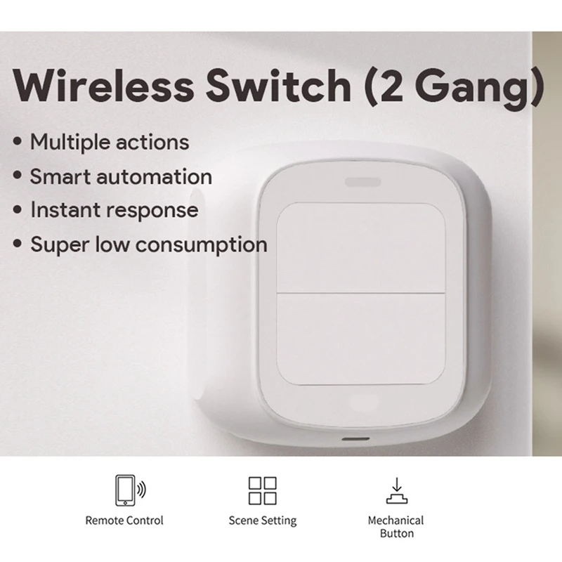 Mini interrupteur de télécommande à deux boutons, compatible avec Zigbee, Tuya, Google Home