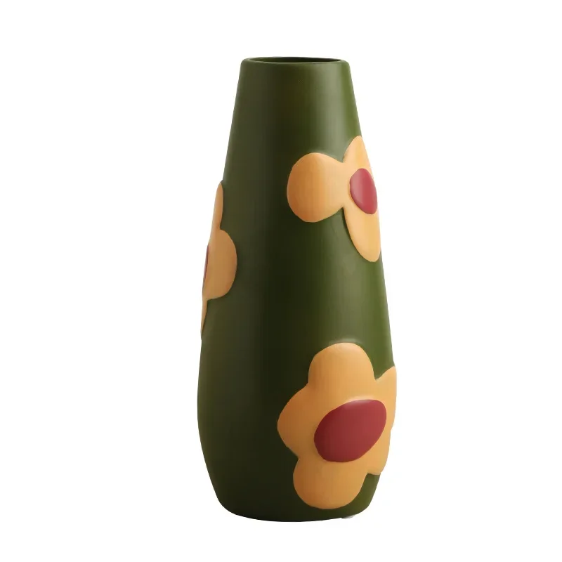 Desktop Ceramic Vase Living Room Flower Arrangement Creative Living Room Home Decoration Morandi Painted Flower Device