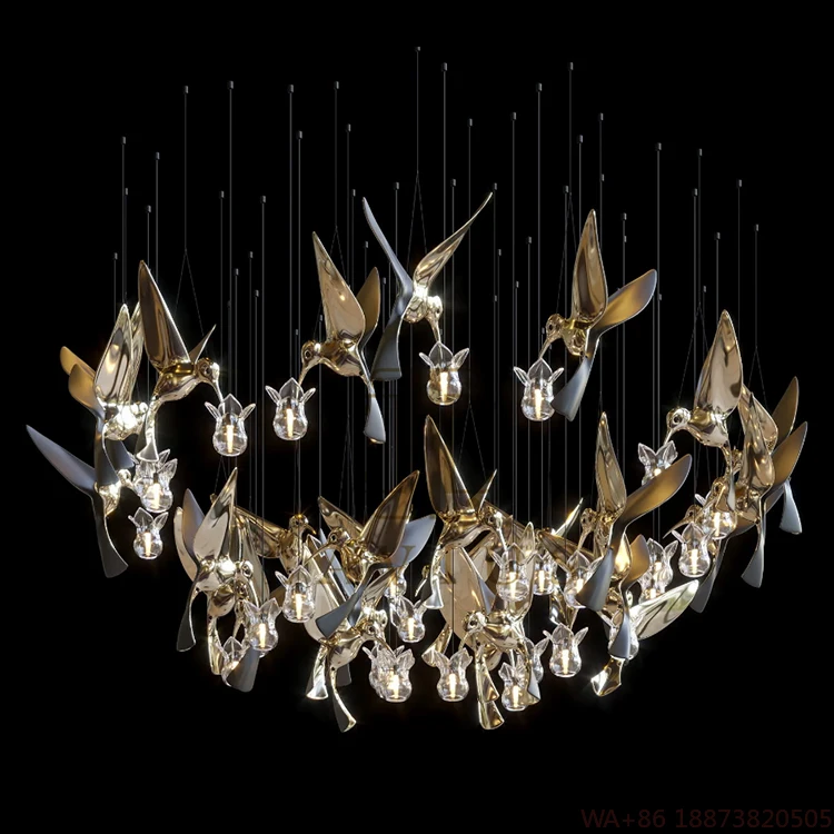 

Светодиодная люстра, современный дизайн, индивидуальное внутреннее украшение, освещение, вестибюль отеля, лестница, вилла, люстра с птицей