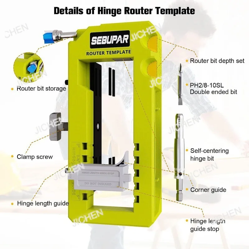 Hinged Door Lock Hole Locator, Door Hinge Mounting Kit/Mortiser Template
