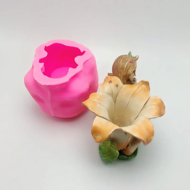 Flower Fairy Vase Cactus Silicone Mold DIY Making Resin Gypsum Desktop Flower Pot Plant Mold Home Decoration Tools