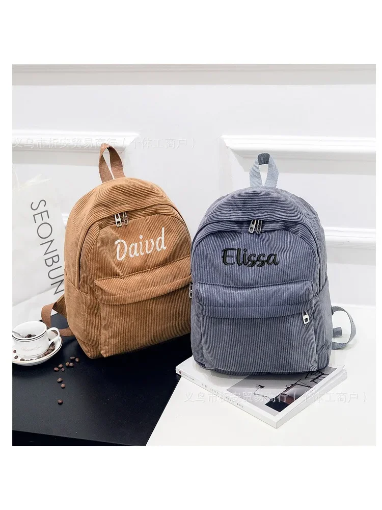 

Fashion Corduroy Kids Personalized Backpack with Name Embroidery kids bags for girls school bags kids bags for girls