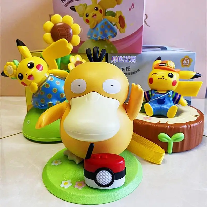 Pokemon Psyduck Anime Figure Dancing Swing Sounding Duck Action Figurine PVC Model Doll Portable Luggage Music Box Toy Xmas Gift