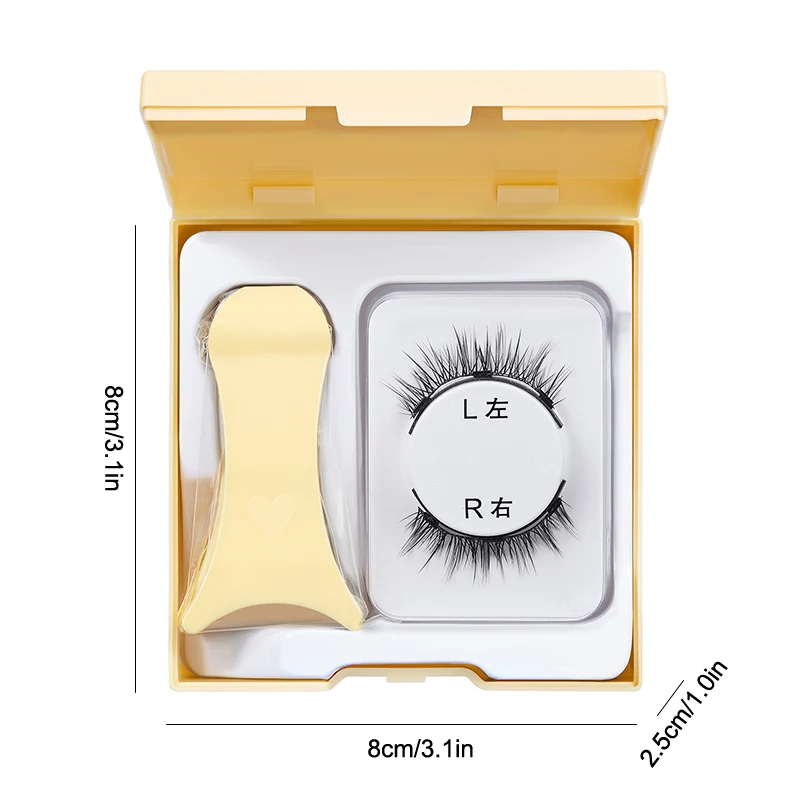 ZZ Magnetic Eyelashes Set 1 Pair Reusable No Glue Needed False Eyelashes With Magnetic Tweezers Curly Faux Lashes Makeup Tool