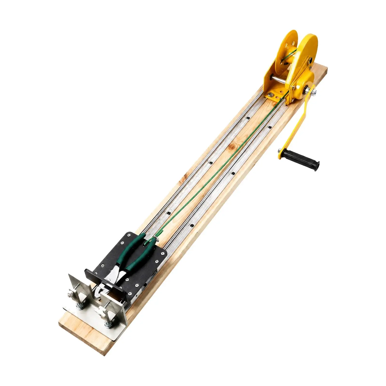 Manual Jewelry Wire Drawing Bench Tool for Gold Silver Metal Work with Wooden Frame and Crank Handle