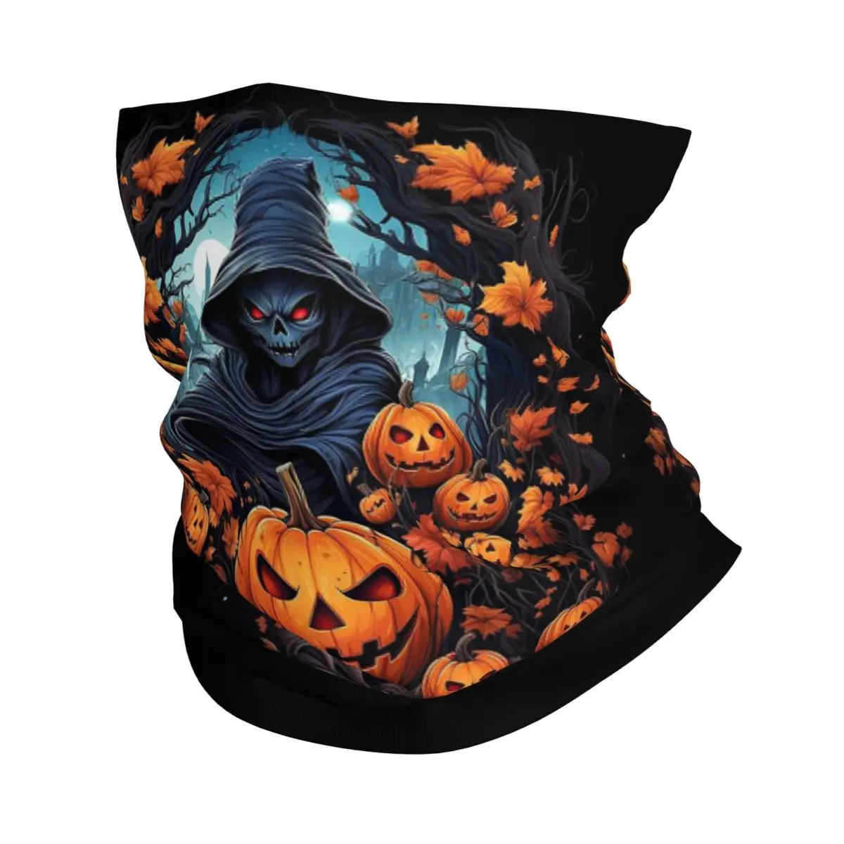 Ghost Pumpkin Halloween Bandana Neck Gaiter Printed Wrap Scarf Warm Balaclava Outdoor Sports Unisex Adult Windproof