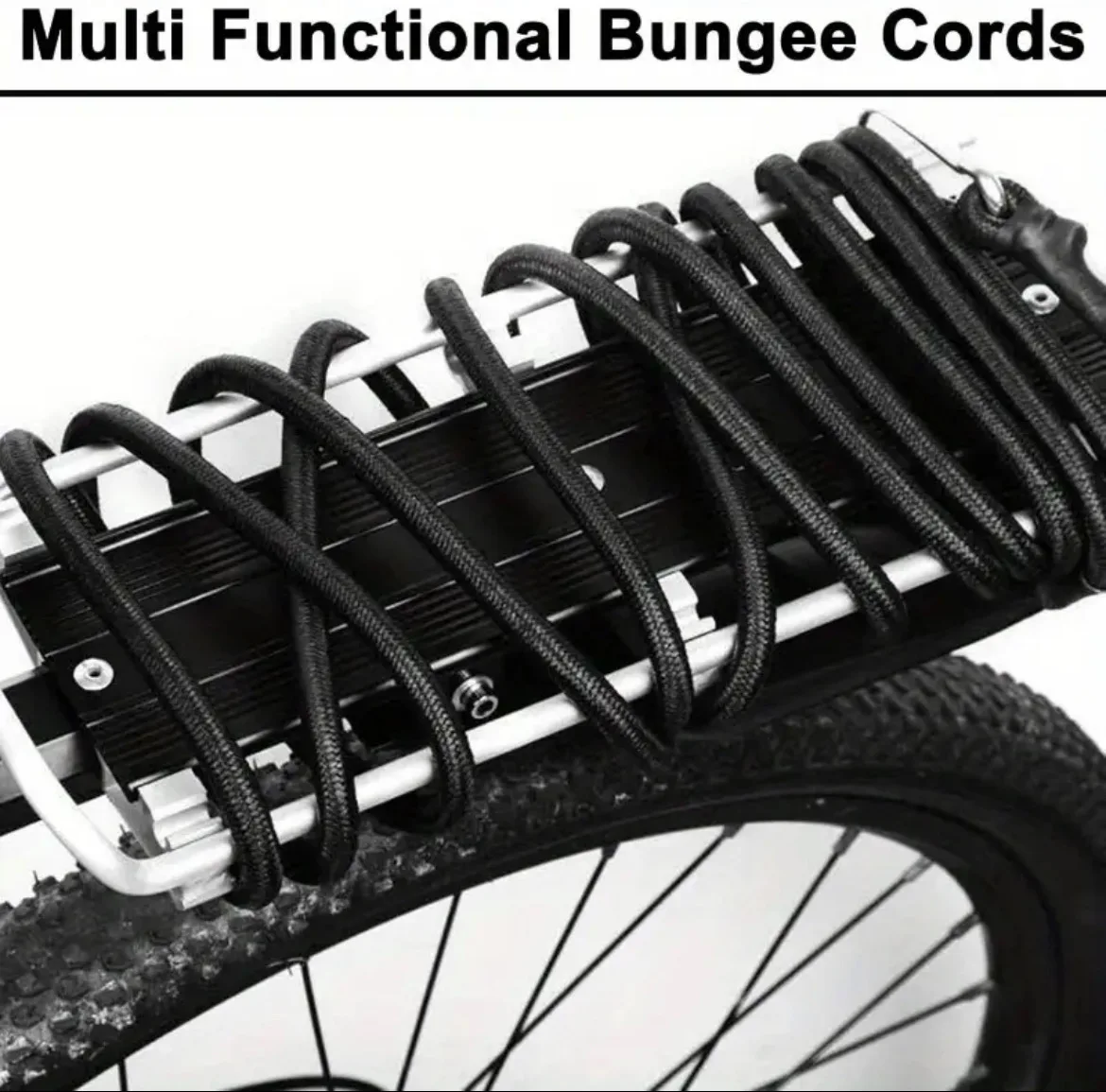 SEAMETAL 2 Stück robuste Gepäckverpackungsseile, elastisches Bungee-Seil, Befestigungsband mit Karabinerhaken für Radfahren, Camping, Outdoor – Detail 9