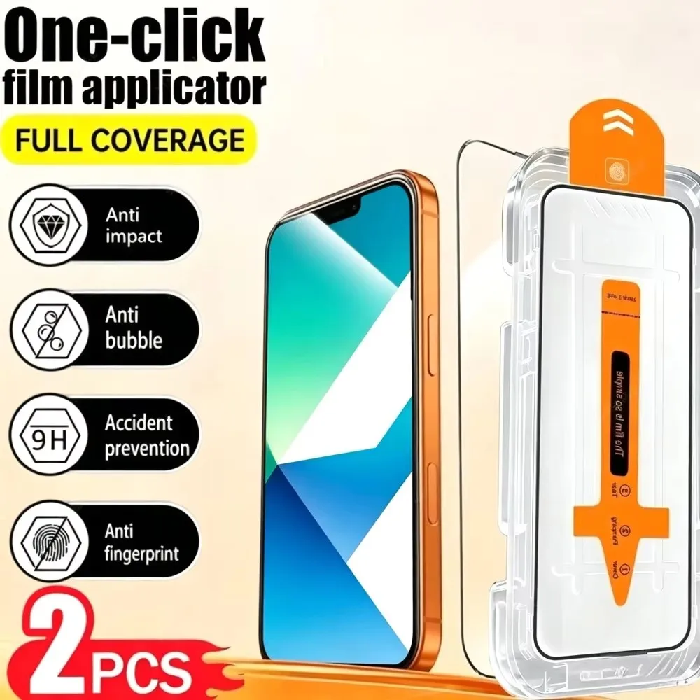 2er-Pack Vollflächiger HD-Displayschutz für iPhone 17 16 15 14 Pro Max Air 17e 16e 13 12 Pro 15 14 Plus – Staubfreie Installation, Glas