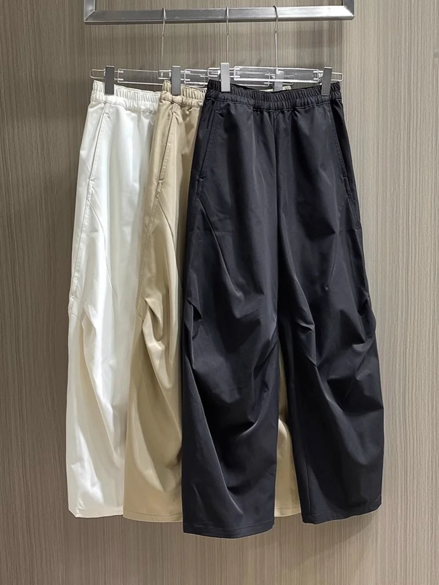 

Женские повседневные свободные брюки с высокой талией и широкими штанинами, осенние, модные, с карманами, в корейском стиле, для работы и повседневной носки