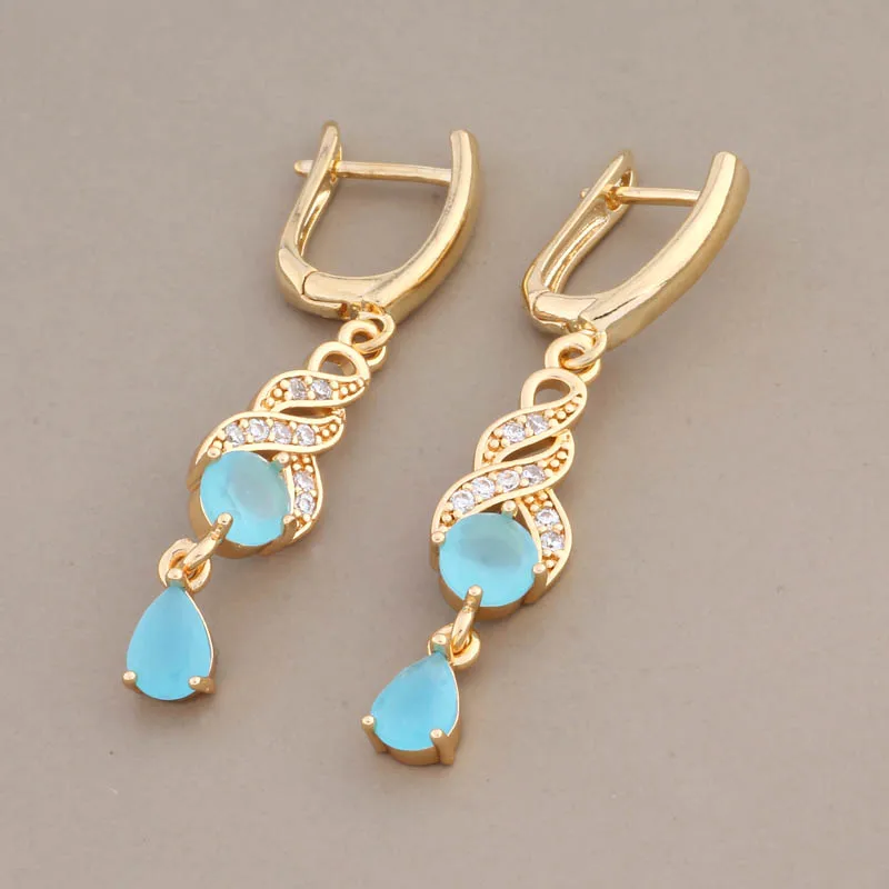 New Shiny Natural Zircon Hollow Drop Earrings for Women Unusual Gold Color Ethnic Wedding Jewelry Trendy Earrings 2024