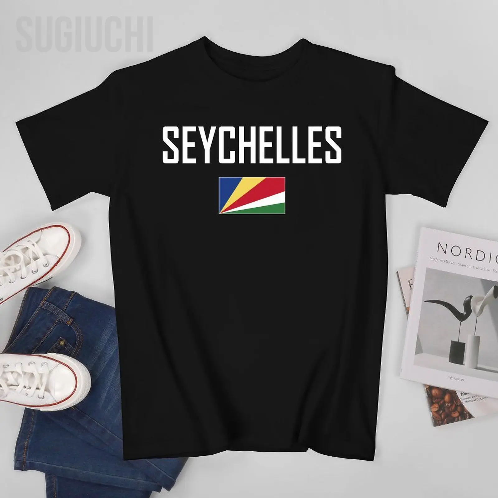 Unisex Men Tshirt SEYCHELLES Flag And Font Tees T-Shirt O-neck T Shirts Women Boys 100% Cotton Clothing More Color