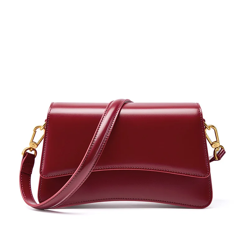 

Genuine Leather Women Crossbody Bag High-end Design Commute Baguette Shoulder Bag Cowhide Fashion Luxury Ladies Handbag New
