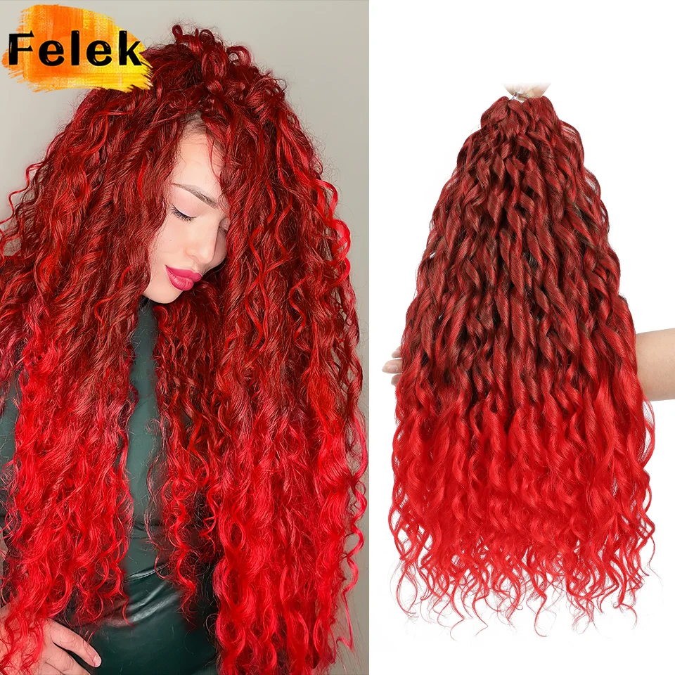 

Ombre Red Jessica Curls Braiding Hair 22 Inch Synthetic Deep Wavy Twist Crochet Braids Extensions Pink Purple Green Afro Curls